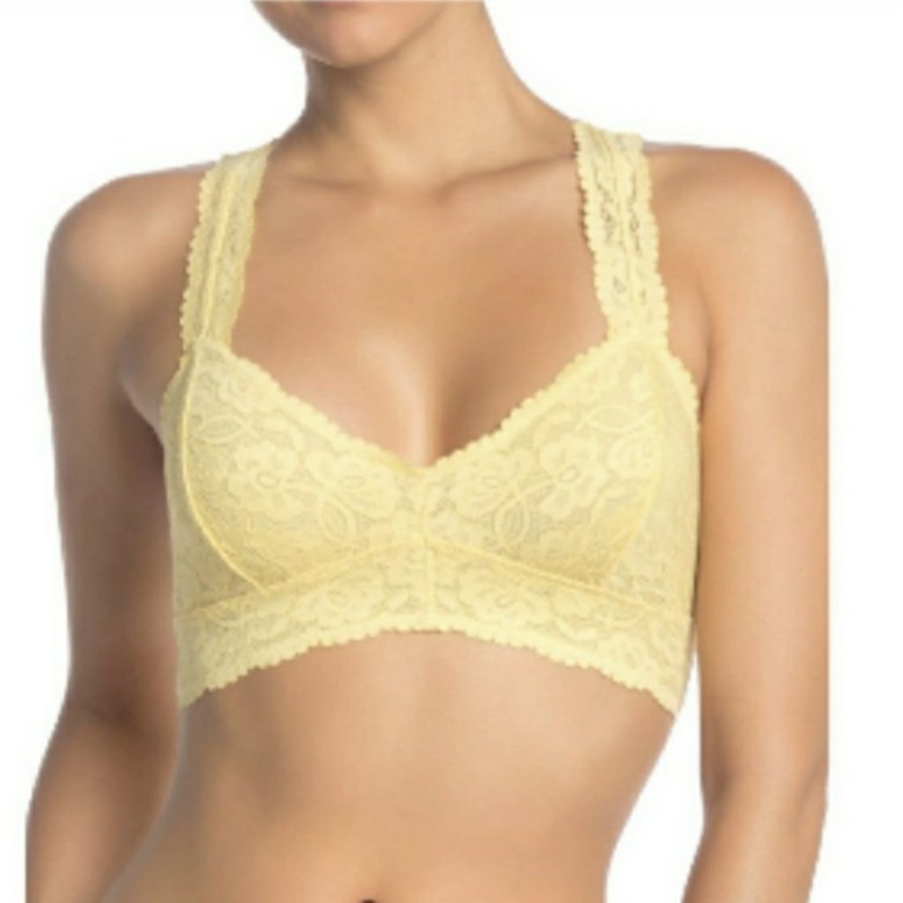 Free People yellow lace racer back bralette XS NEW